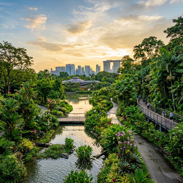 Southeast Asian landscape at golden hour