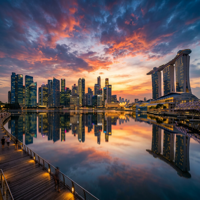 Singapore Central Business District at dusk